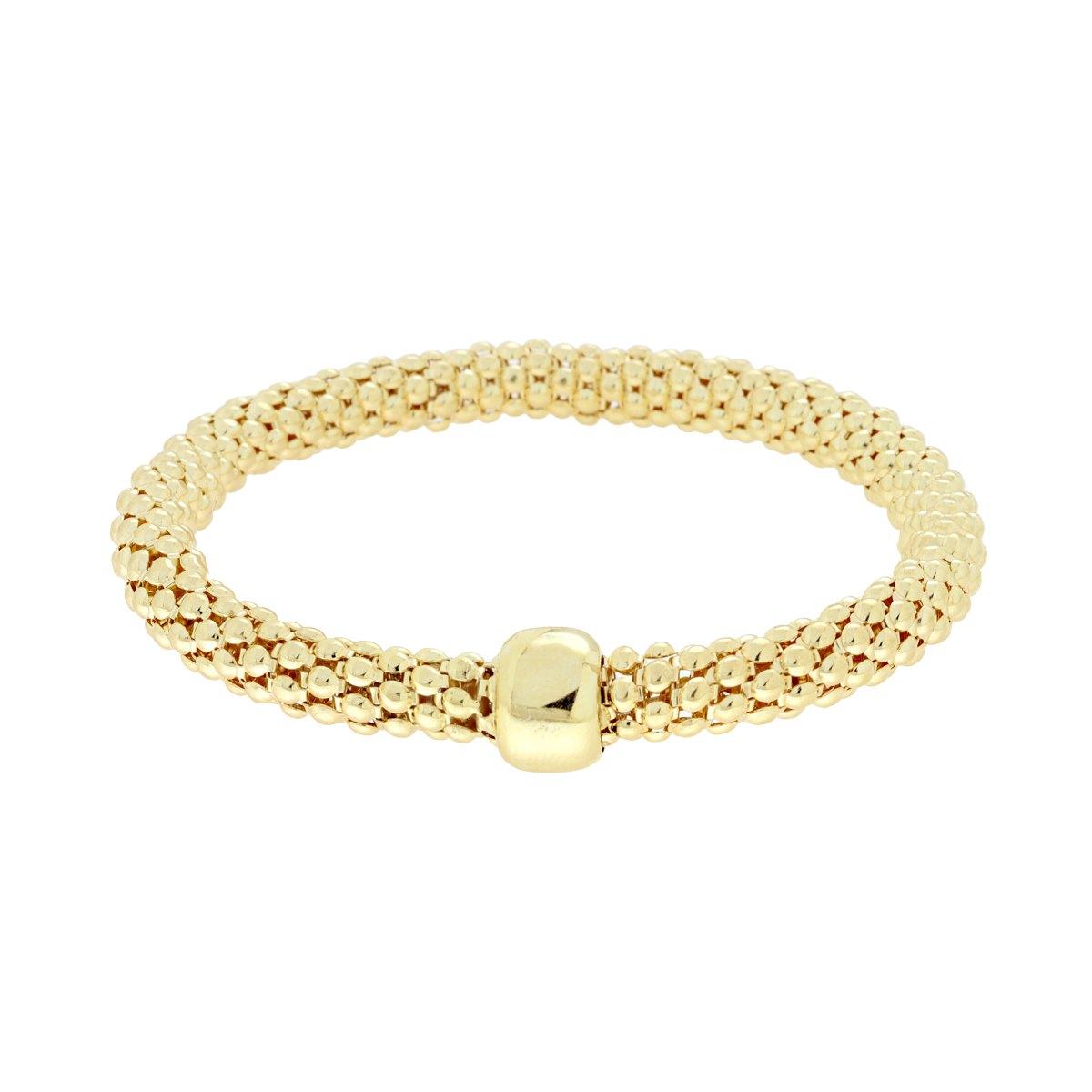 Bracciale Elastico con Catena Coreana mm 7 in ARGENTO 925 Galvanica Oro
