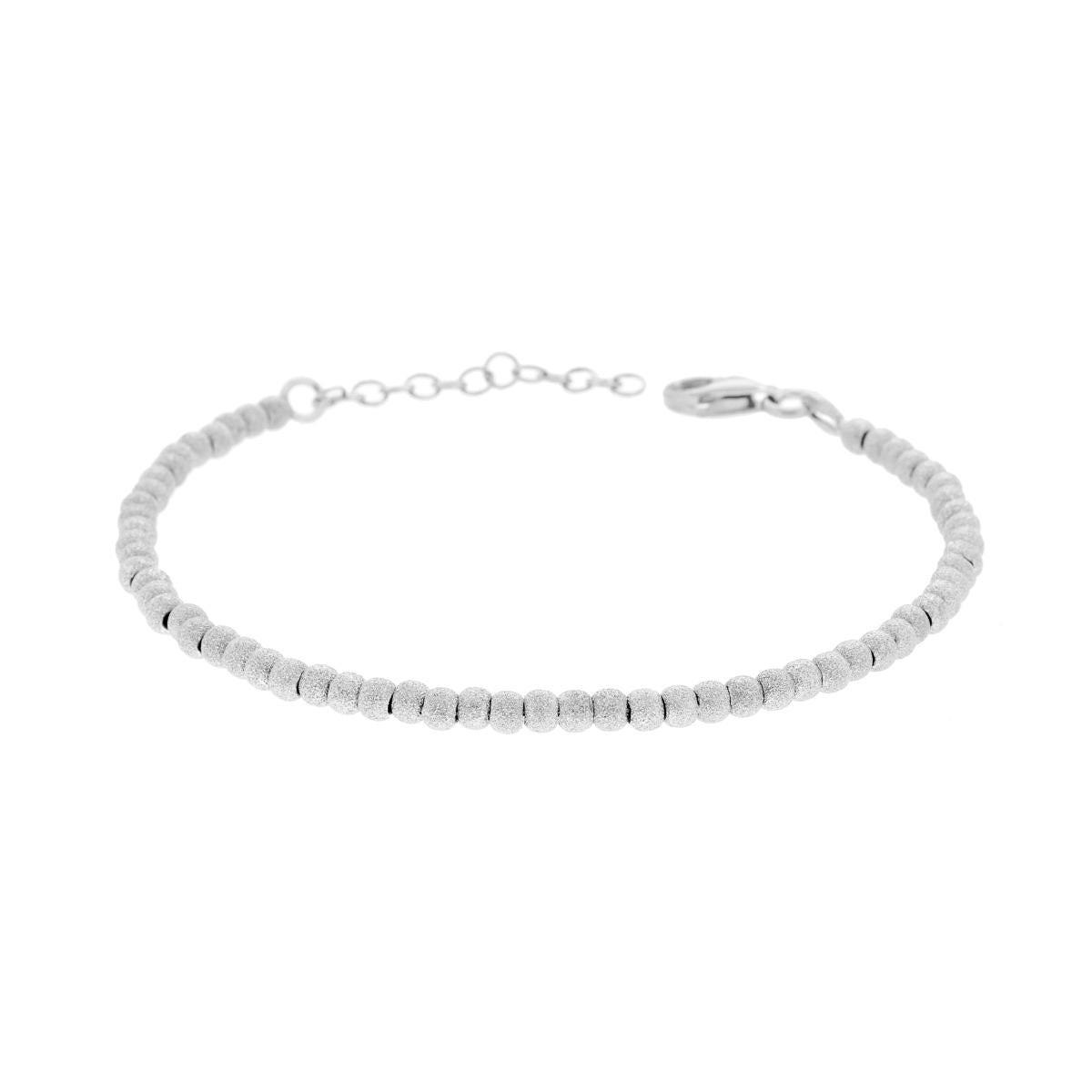 Bracciale Catena con Palline Satinate mm 3 in ARGENTO 925 Galvanica Rodio