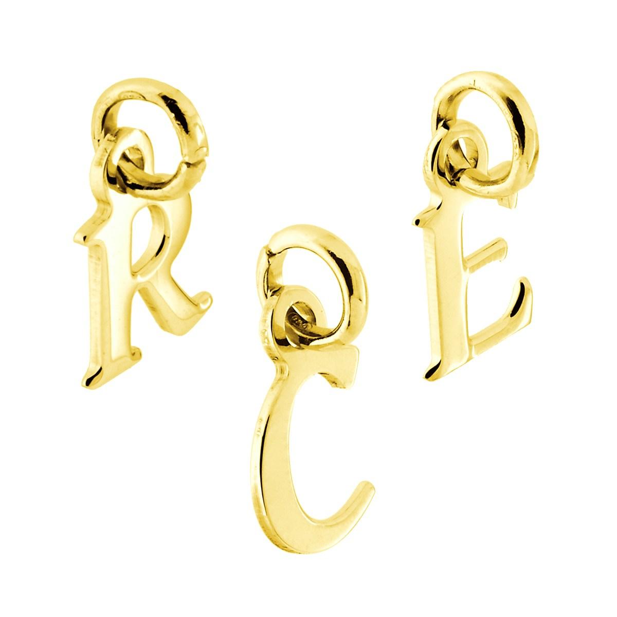 Ciondolo Iniziale nome Lettera plain in ARGENTO 925 Galvanica Oro