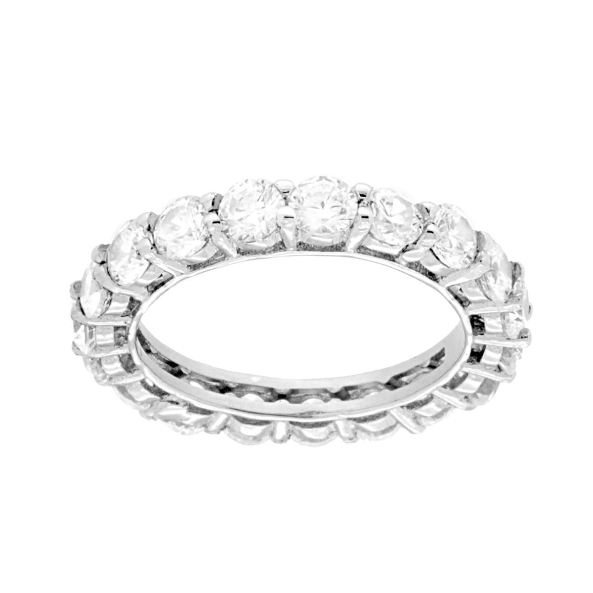 Anello Eternity Veretta a giro con Cubic Zirconia Bianchi in ARGENTO 925 Galvanica Rodio