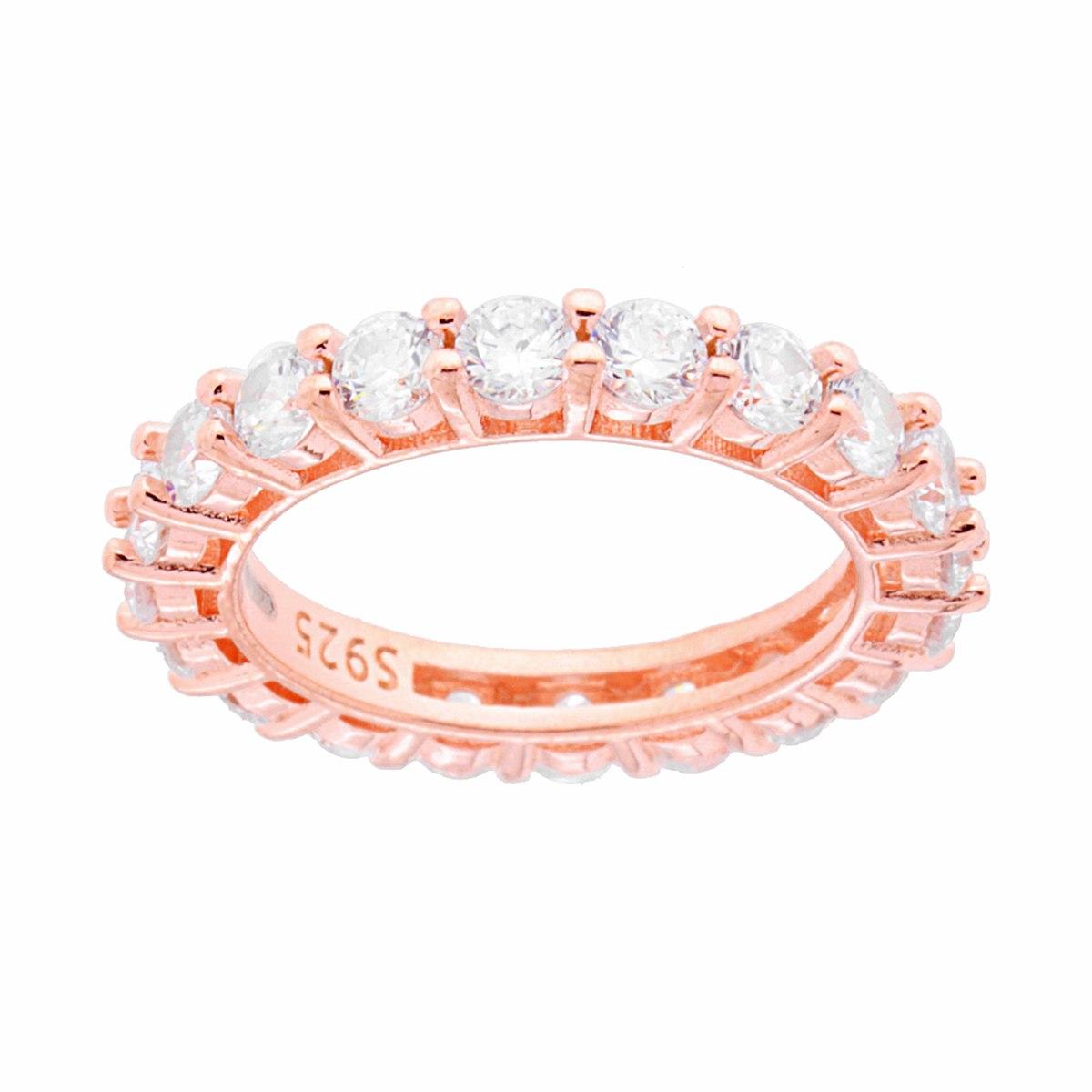 Anello Eternity Veretta a giro con Zirconi Bianchi mm 3 in ARGENTO 925 Galvanica Rosa