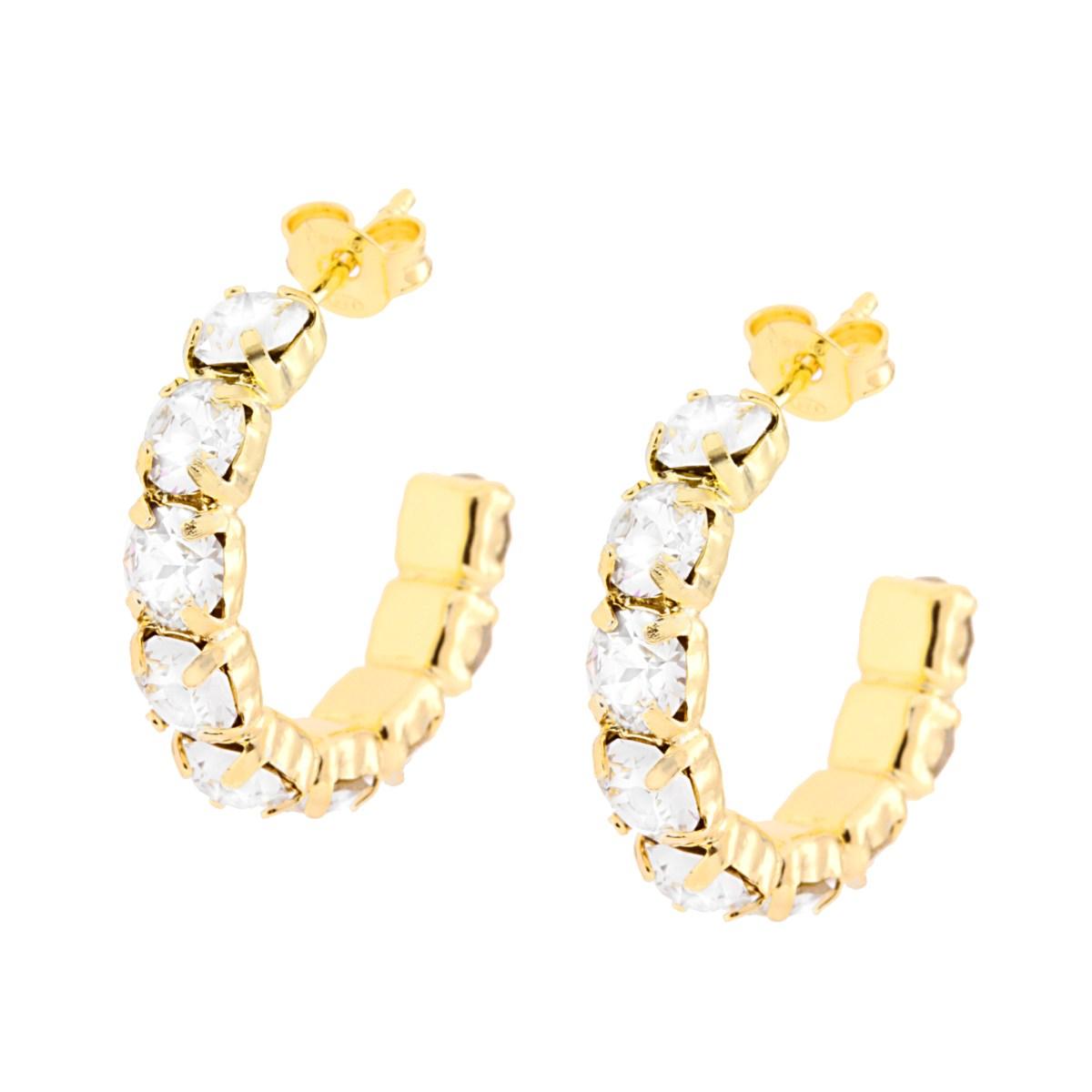 Orecchini con Crystal Bianchi taglio Swarovski in ARGENTO 925 Galvanica Oro