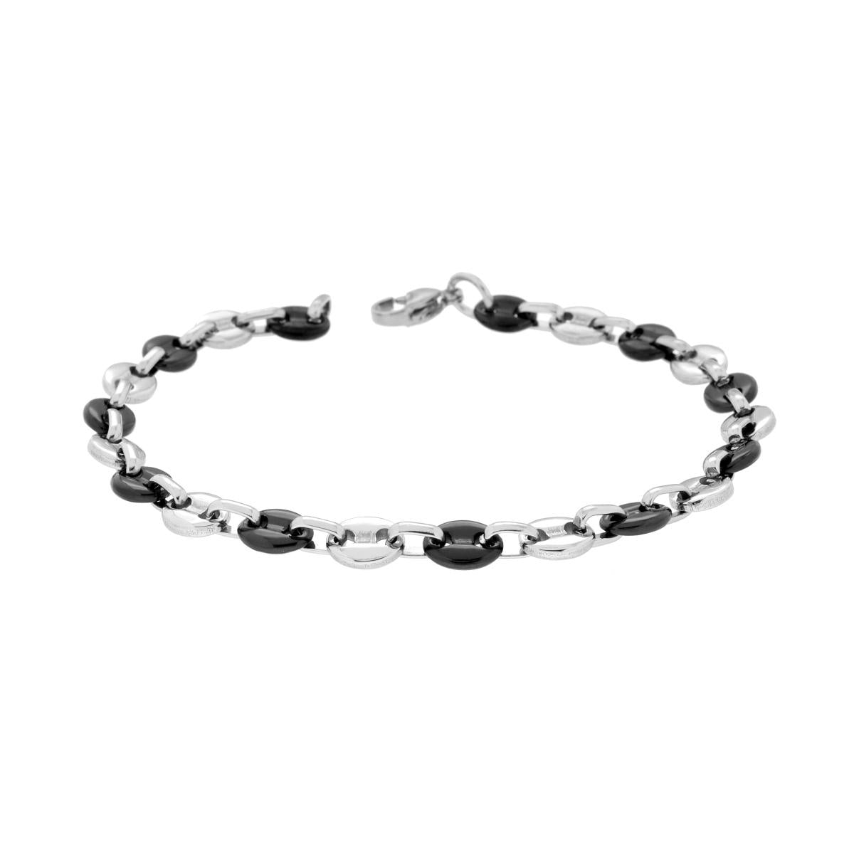 Bracciale Uomo Catena Marinara sezione 6.3 mm con maglia colore Nero in ACCIAIO
