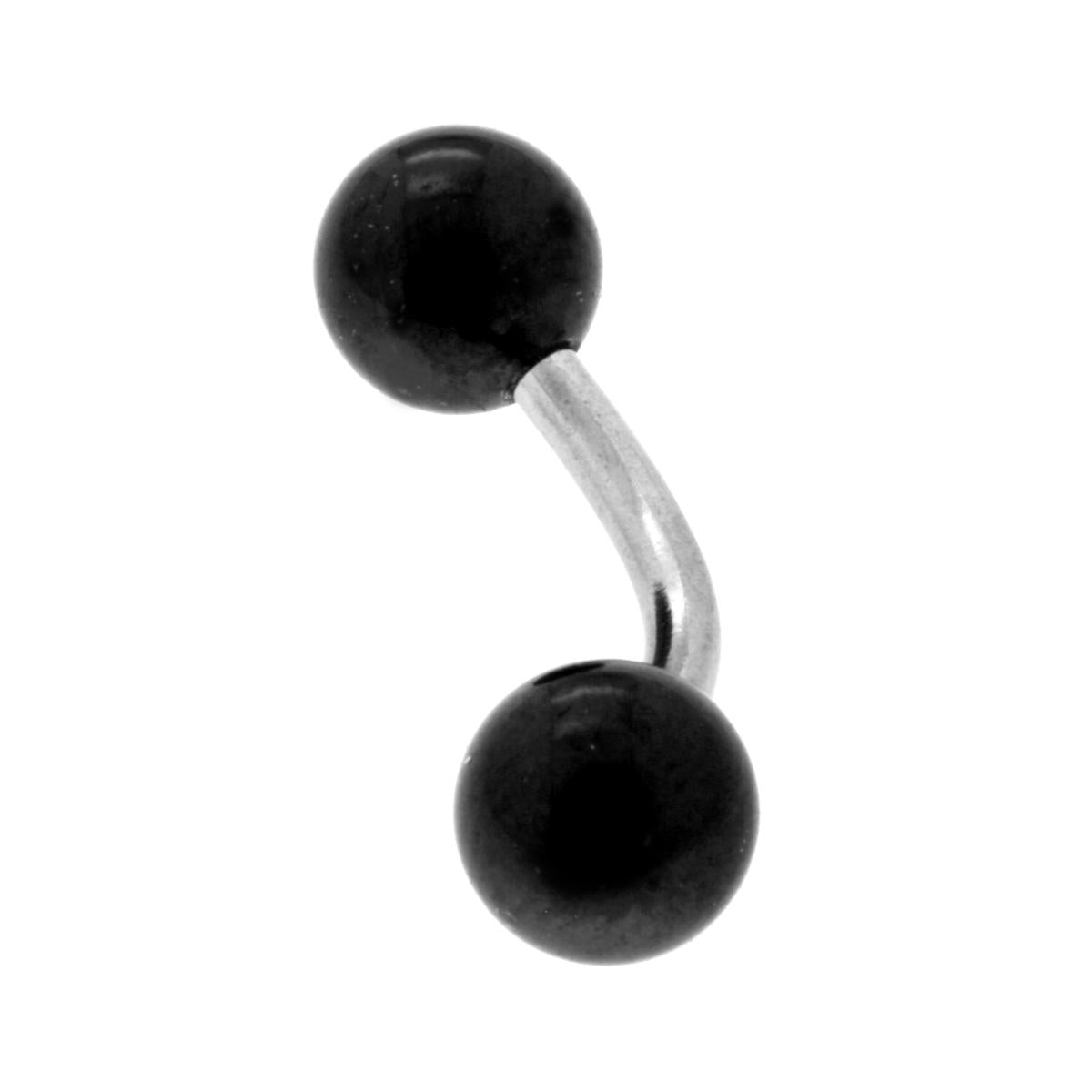 Body Pearcing Banana mm 22 con Palline Nere mm 6 in ACCIAIO Chirurgico