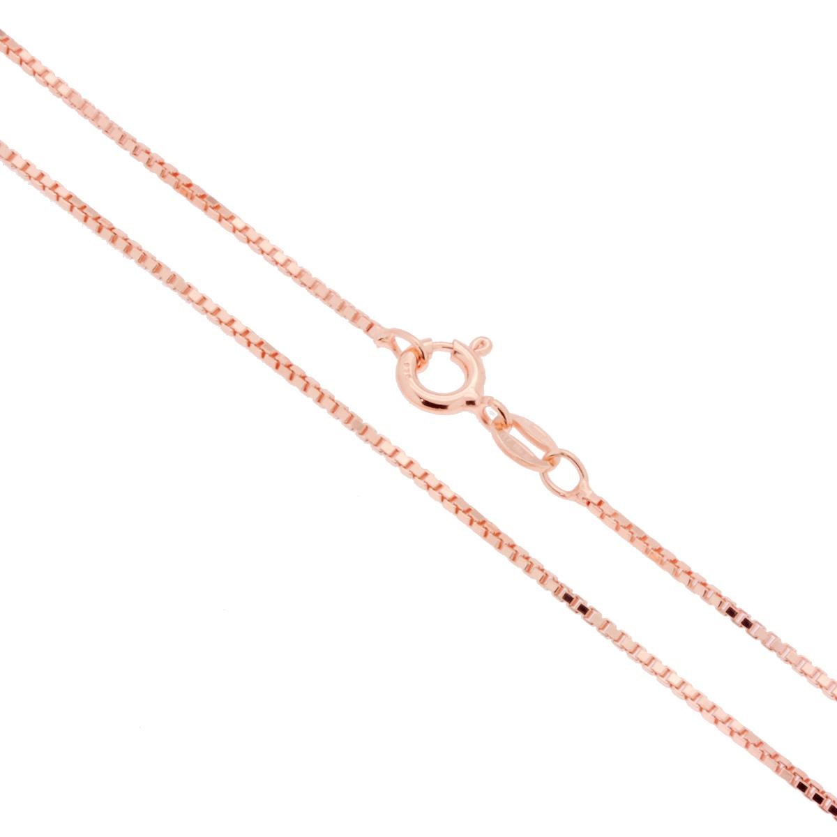 Catena Veneziana Diamantata 022 sezione mm 1.1 lunghezza cm 50 in ARGENTO 925 Galvanica Rosa