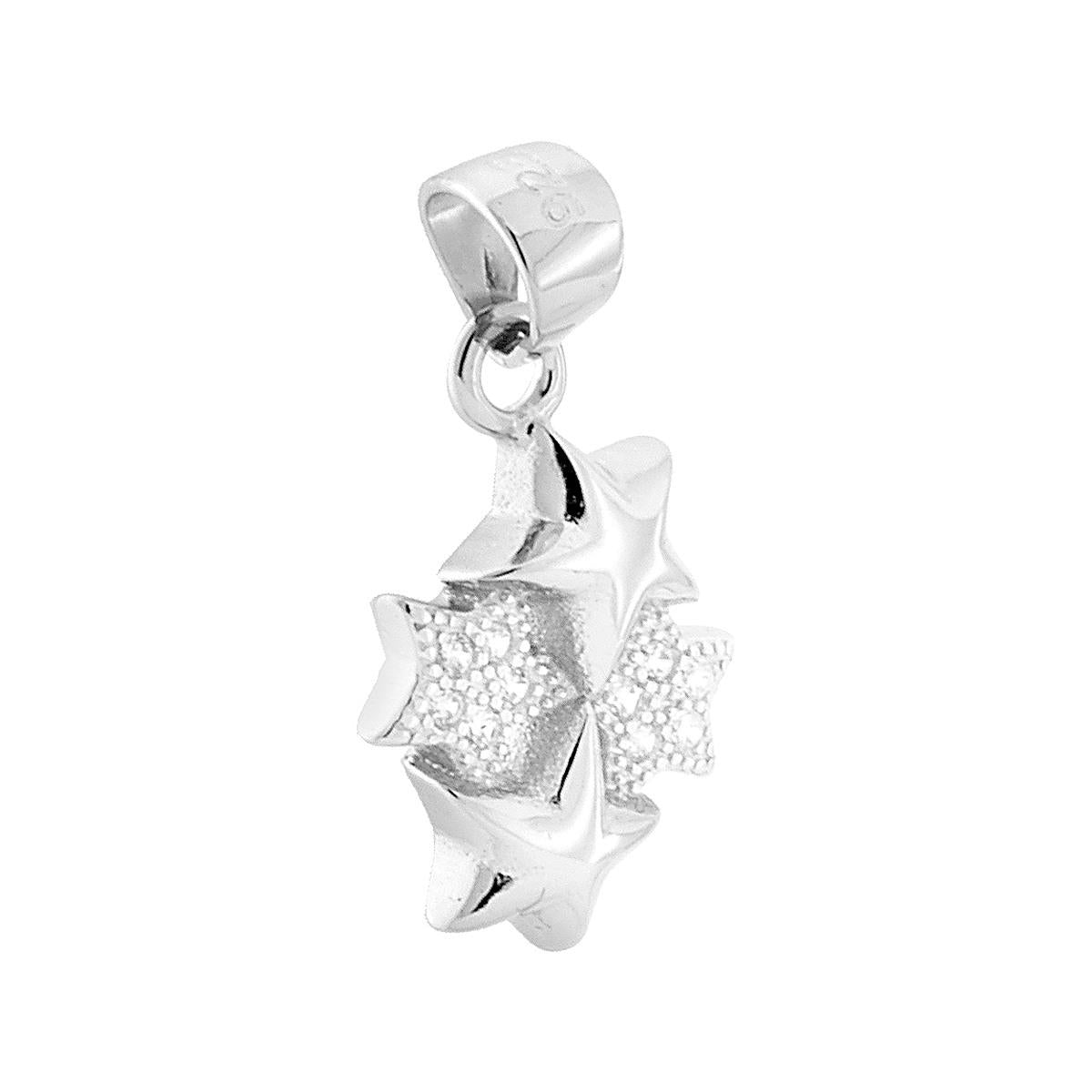 Ciondolo Stelle con Zirconi Bianchi in ARGENTO 925 Galvanica Rodio