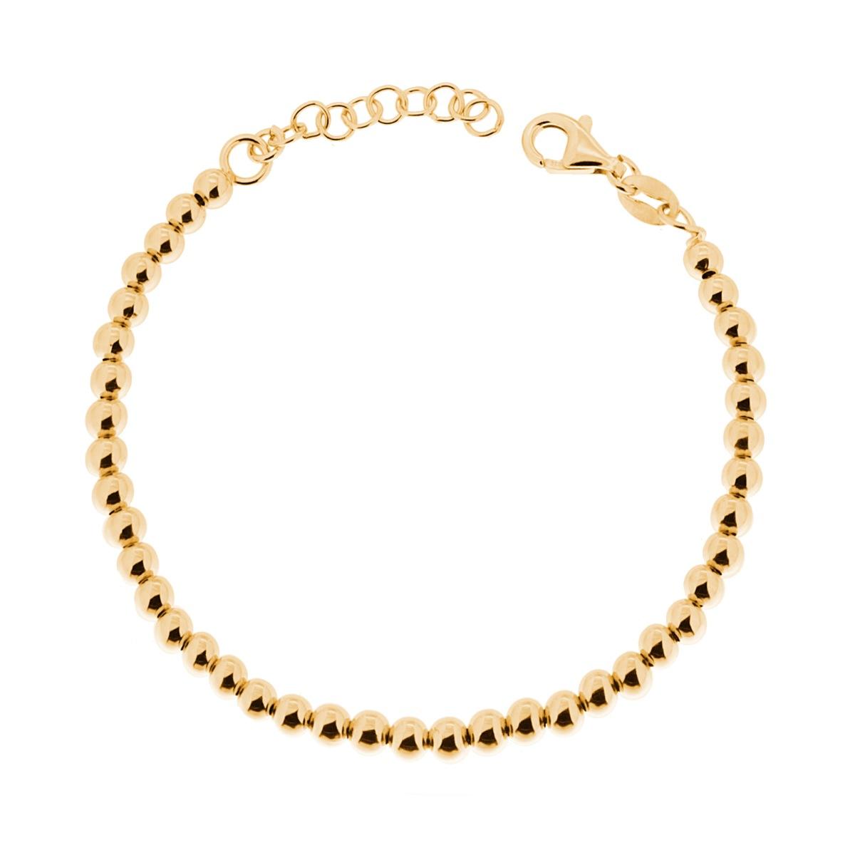 Bracciale Catena con Palline Lisce mm 4 in ARGENTO 925 Galvanica Oro
