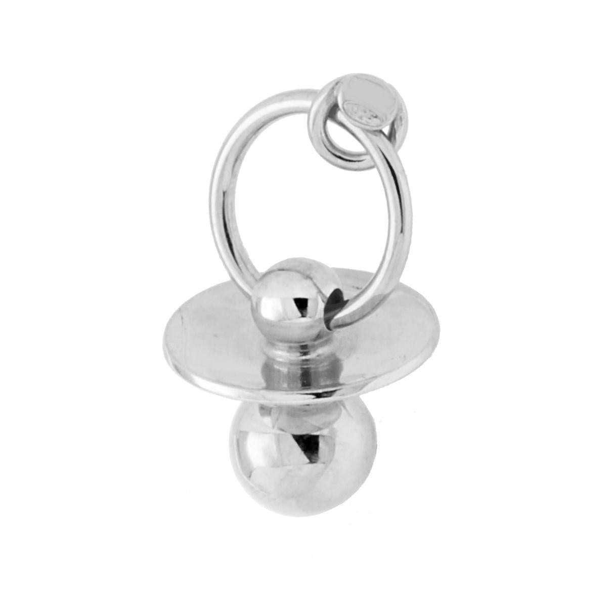 Ciondolo Ciuccio mm 25 in ARGENTO 925 Galvanica Rodio