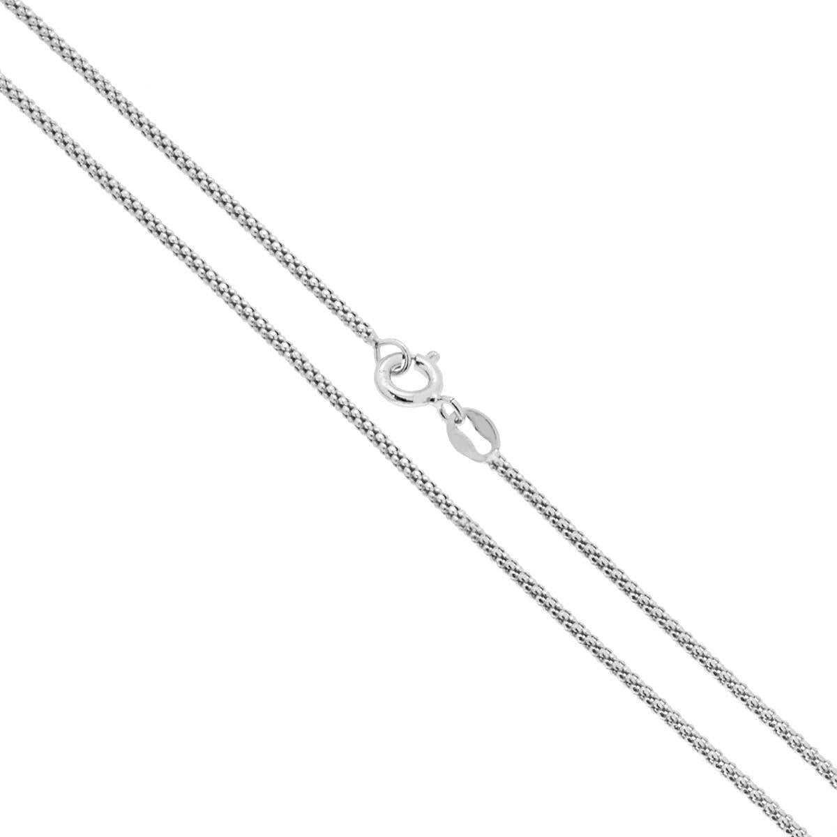 Catena Coreana Bombata Diamantata 160 sezione mm 1.6 lunghezza cm 40 in ARGENTO 925 Galvanica Rodio