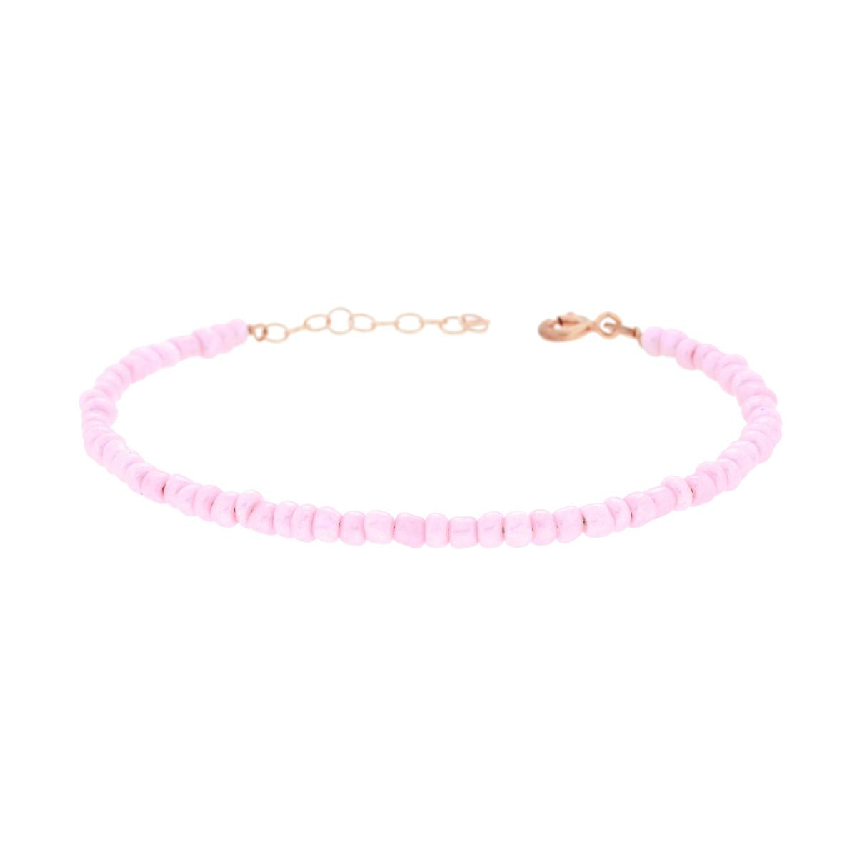Bracciale con Perline Rosa in ARGENTO 925 Galvanica Rosa