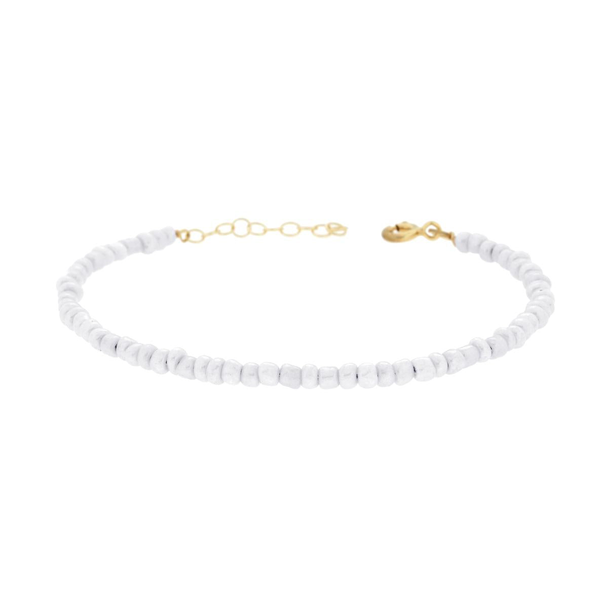 Bracciale con Perline Bianco in ARGENTO 925 Galvanica Oro