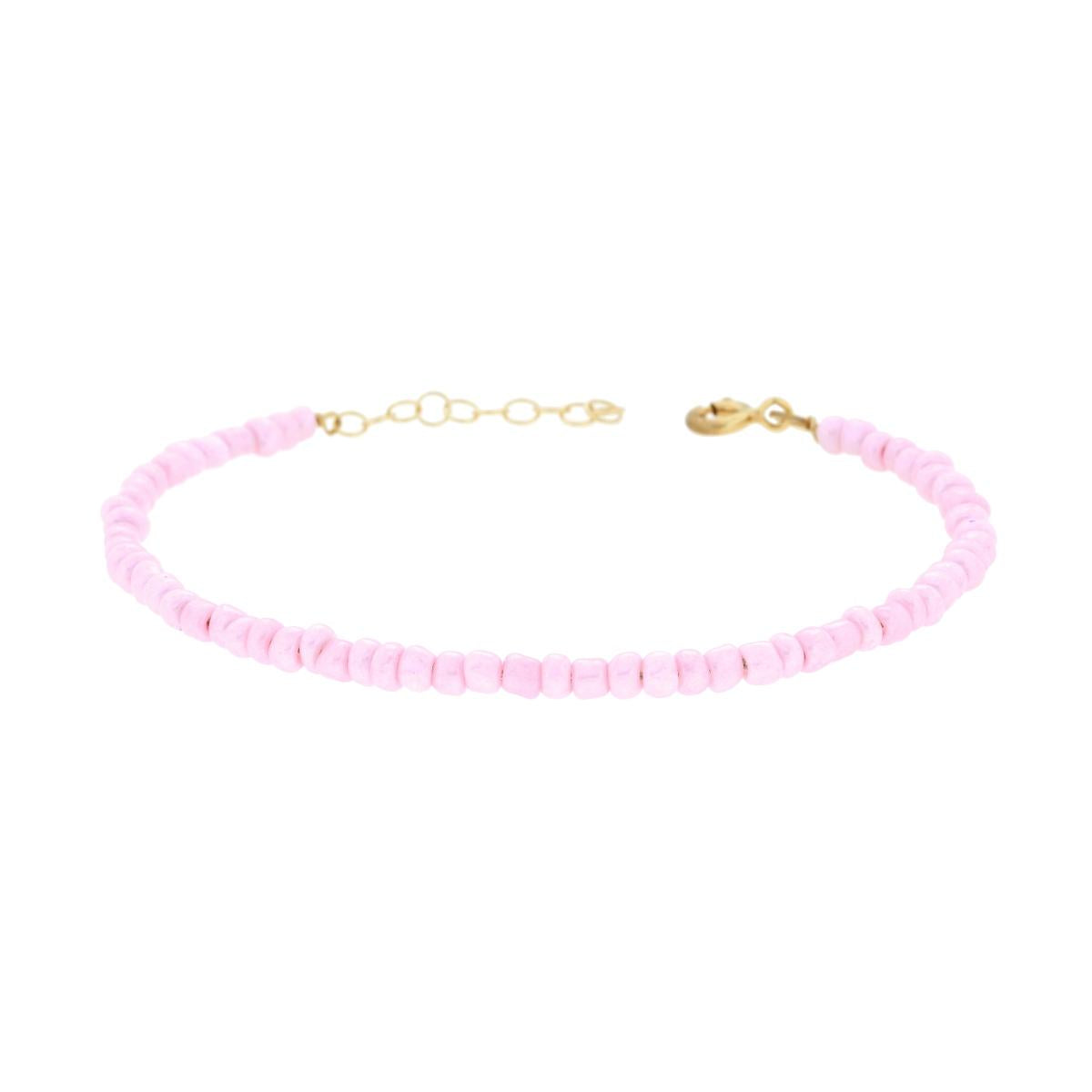 Bracciale con Perline Rosa in ARGENTO 925 Galvanica Oro