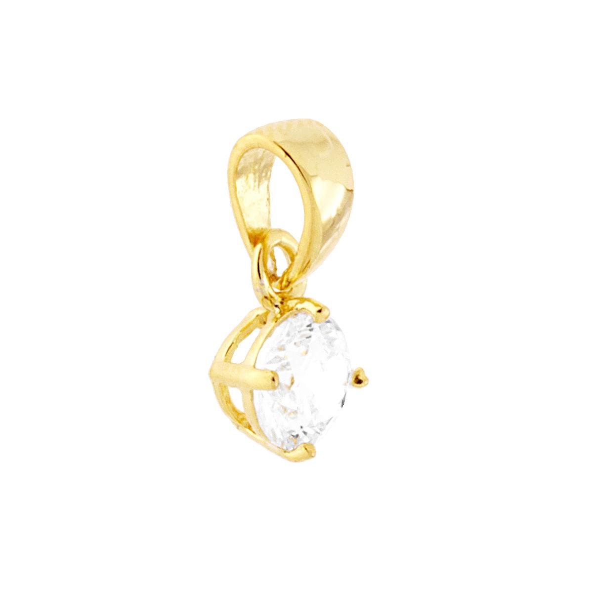 Ciondolo Punto Luce 4 Griffe mm 5 con Zircone Bianco Tondo in ARGENTO 925 Galvanica Oro