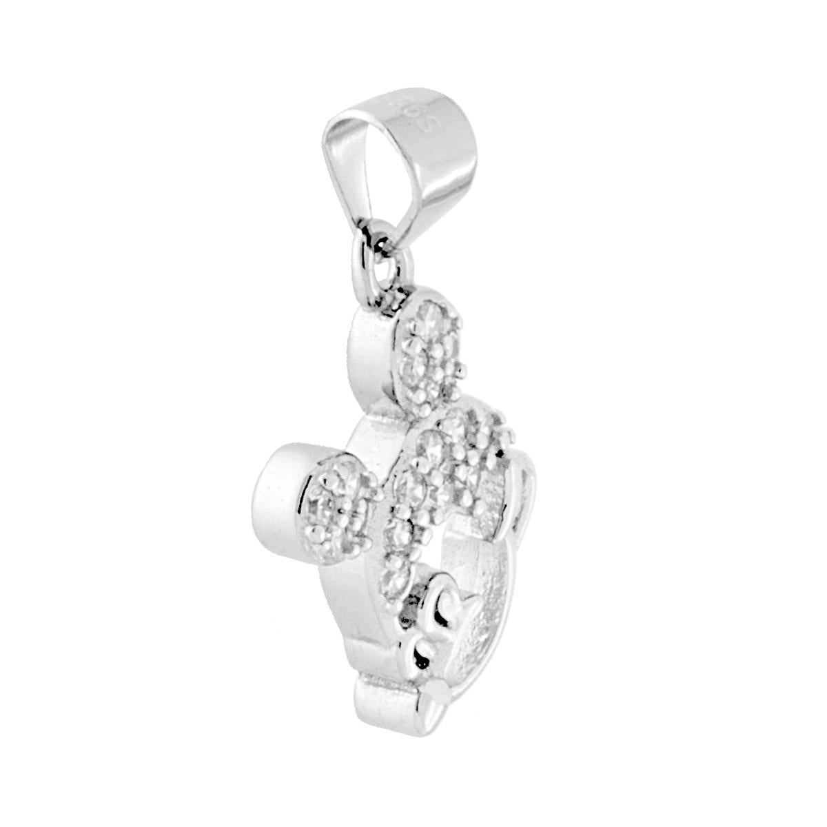 Ciondolo Topolino con Zirconi Bianchi in ARGENTO 925 Galvanica Rodio