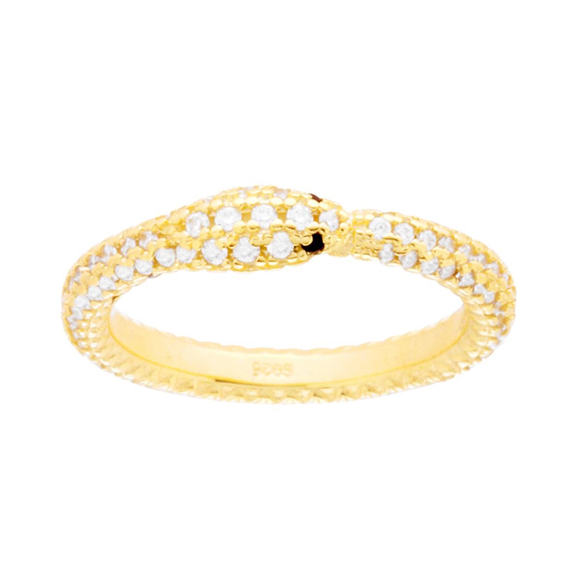 Anello Serpente con Cubic Zirconia Bianchi in ARGENTO 925 Galvanica Oro