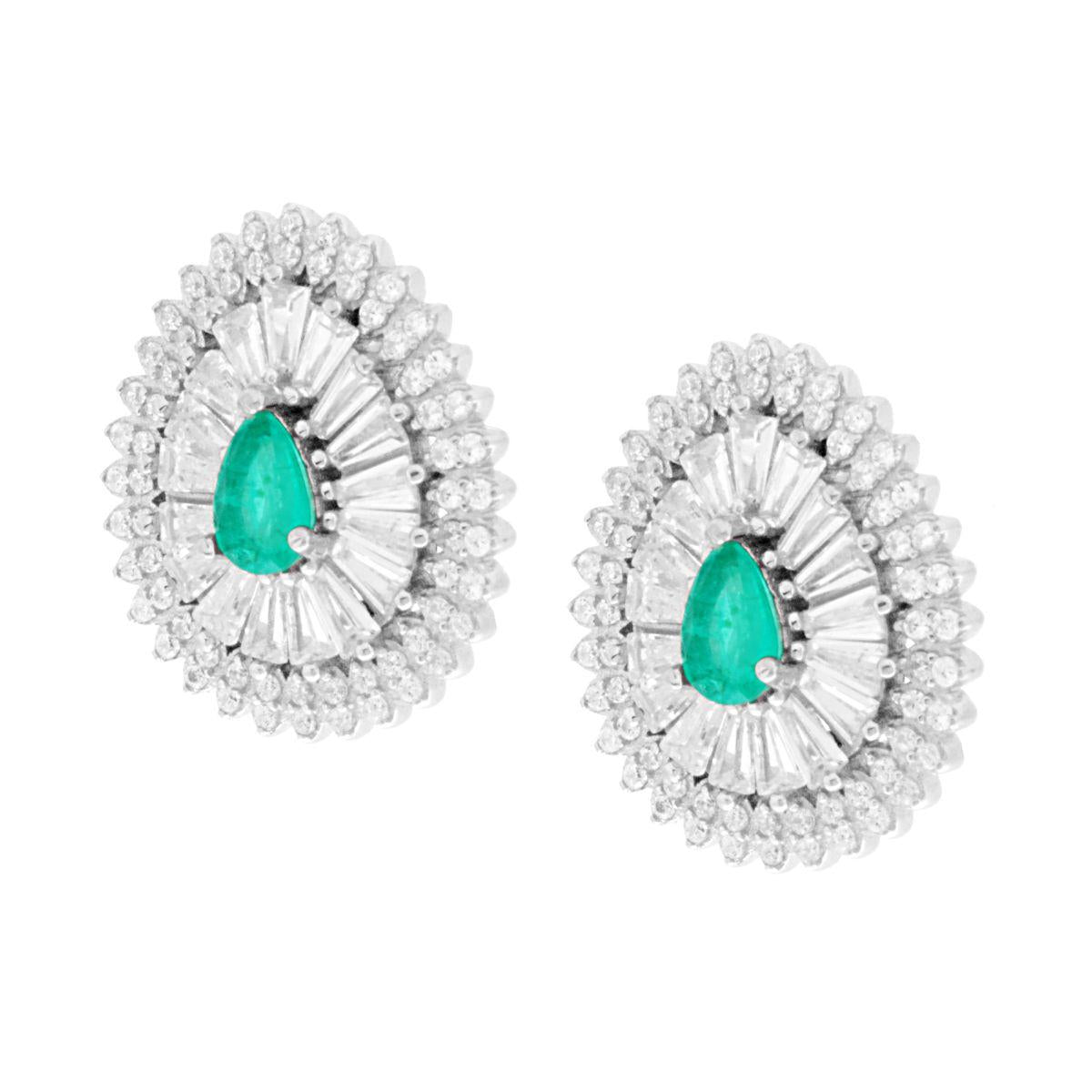 Orecchini Goccia con Pietre Naturali Tormalina Paraiba contornati da Zirconi Bianchi in ARGENTO 925 Galvanica Rodio