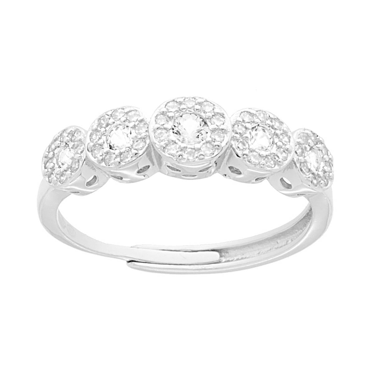 Anello Veretta Cubic Zirconia Bianco contornato con Cubic Zirconia Bianchi in ARGENTO 925 Galvanica Rodio