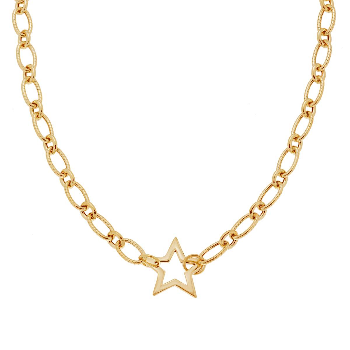 Collana Catena Forzatina con Stella in ARGENTO 925 Galvanica Oro