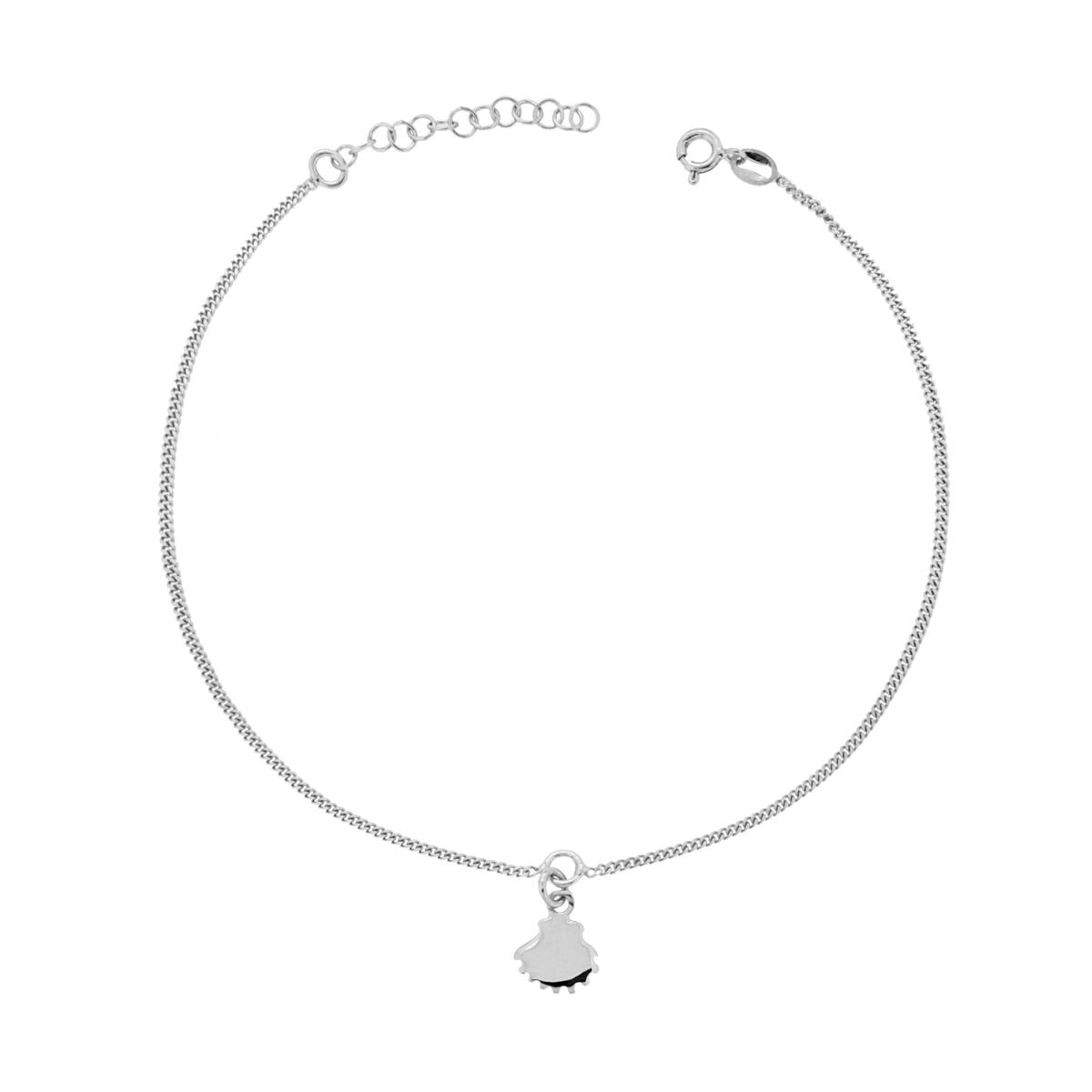 Cavigliera Catena Grumetta con Conchiglia Pendente in ARGENTO 925 Galvanica Rodio