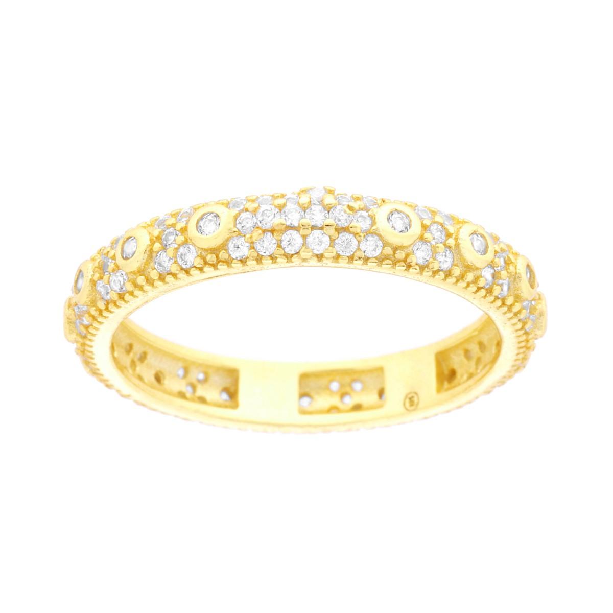Anello Rosario con Croce e Zirconi Bianchi in ARGENTO 925 Galvanica Oro