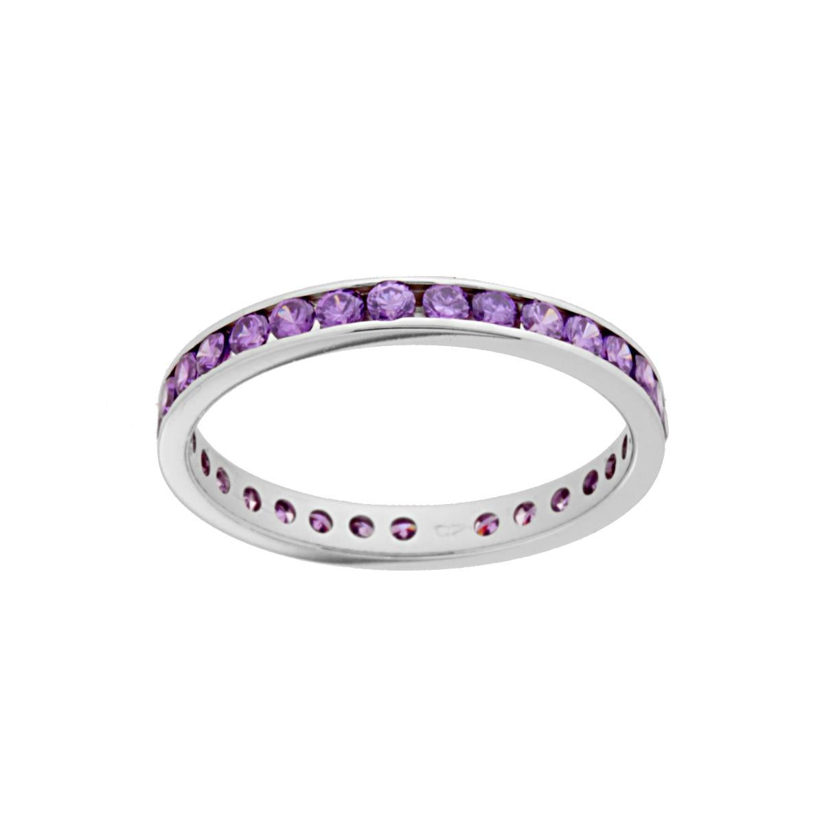 Anello Eternity con Zirconi Viola in ARGENTO 925 Galvanica Rodio