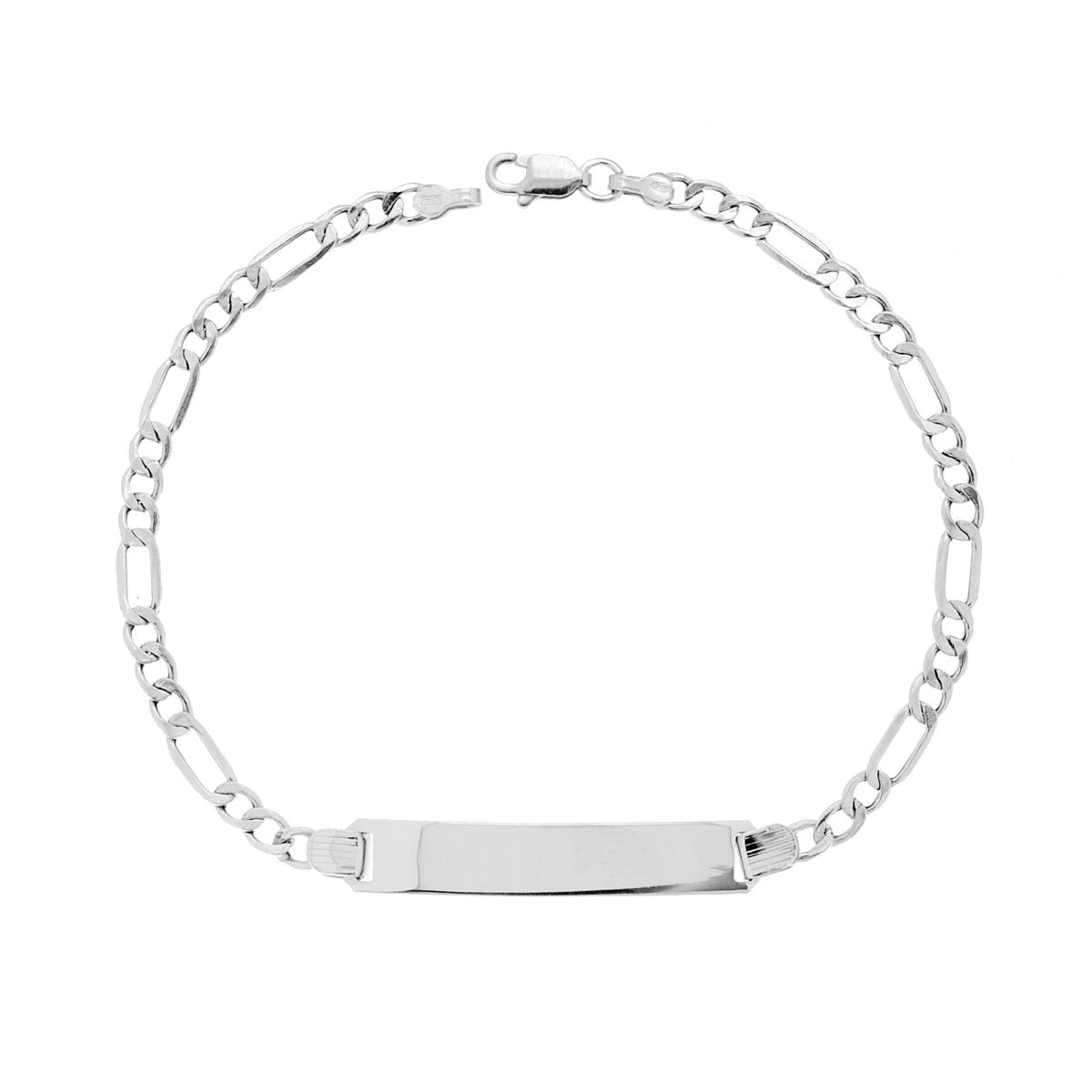 Bracciale Targa con catena Figaro alternata vuota 3+1 mm 3