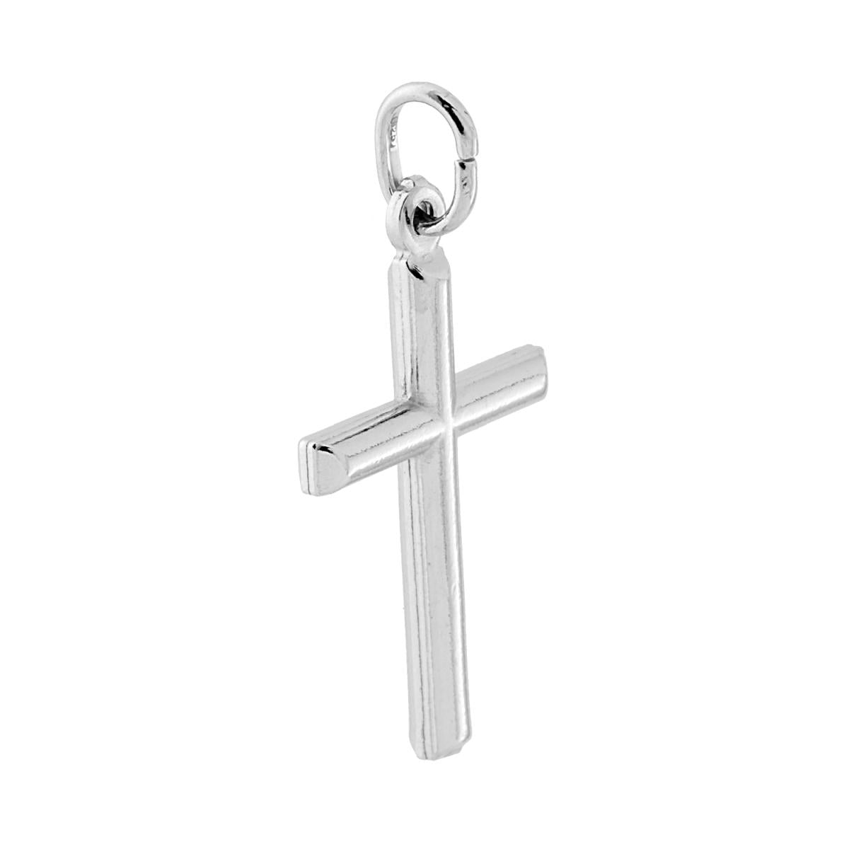 Ciondolo Croce Latina in ARGENTO 925 Galvanica Rodio