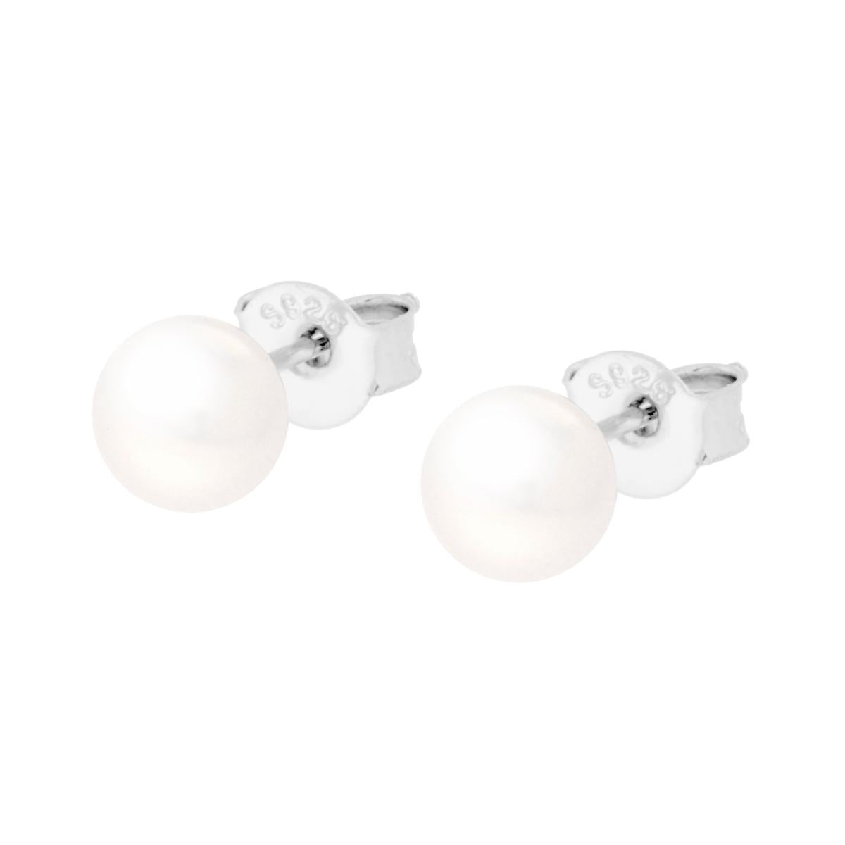Orecchini Perla mm 6 in ARGENTO 925 Galvanica Rodio