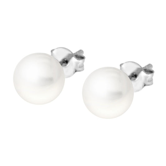 Orecchini Perla mm 8 in ARGENTO 925 Galvanica Rodio