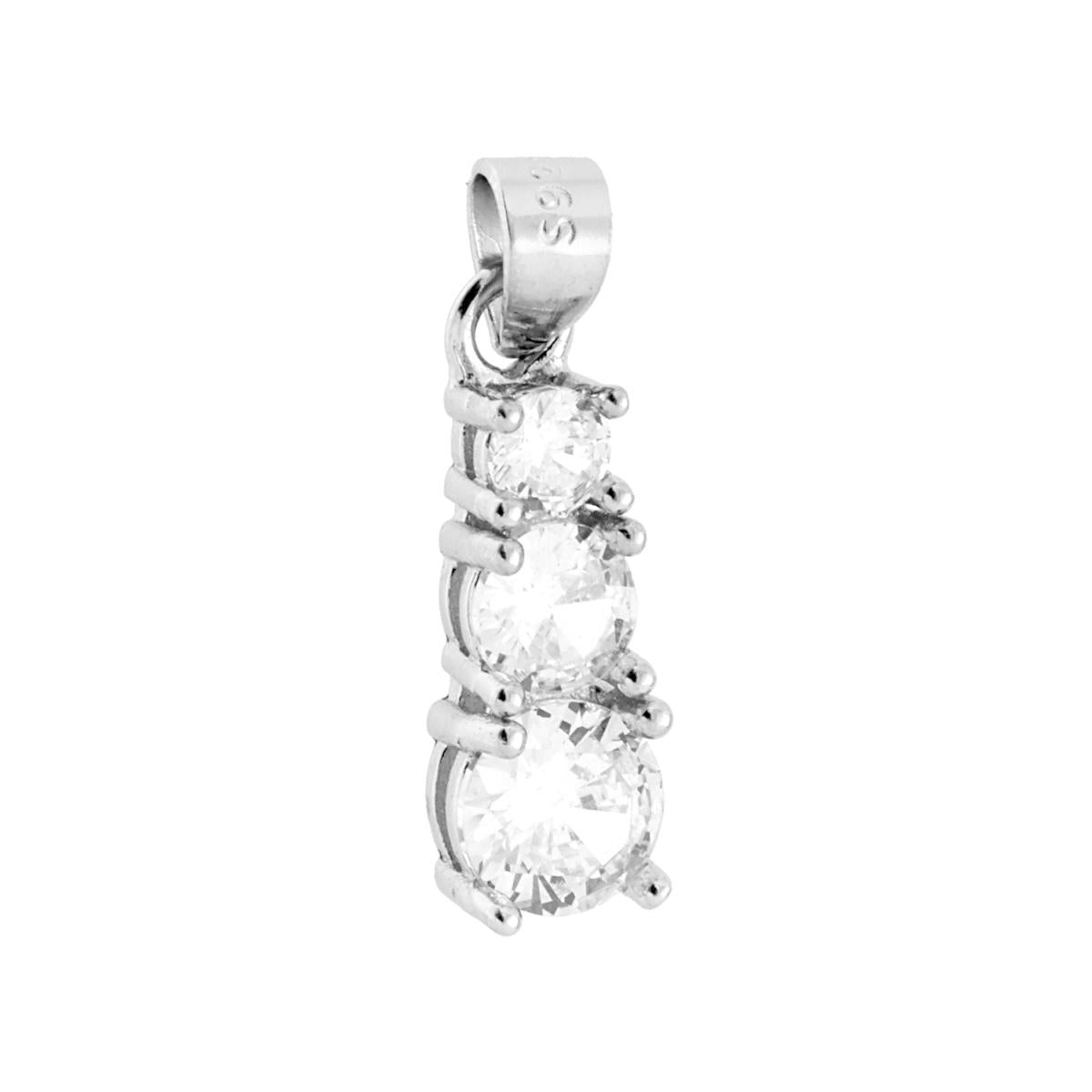 Ciondolo Trilogy con Cubic Zirconia Bianchi in ARGENTO 925 Galvanica Rodio