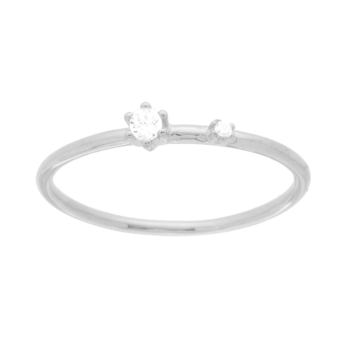 Anello Solitario con Cubic Zirconia Bianco in ARGENTO 925 Galvanica Rodio