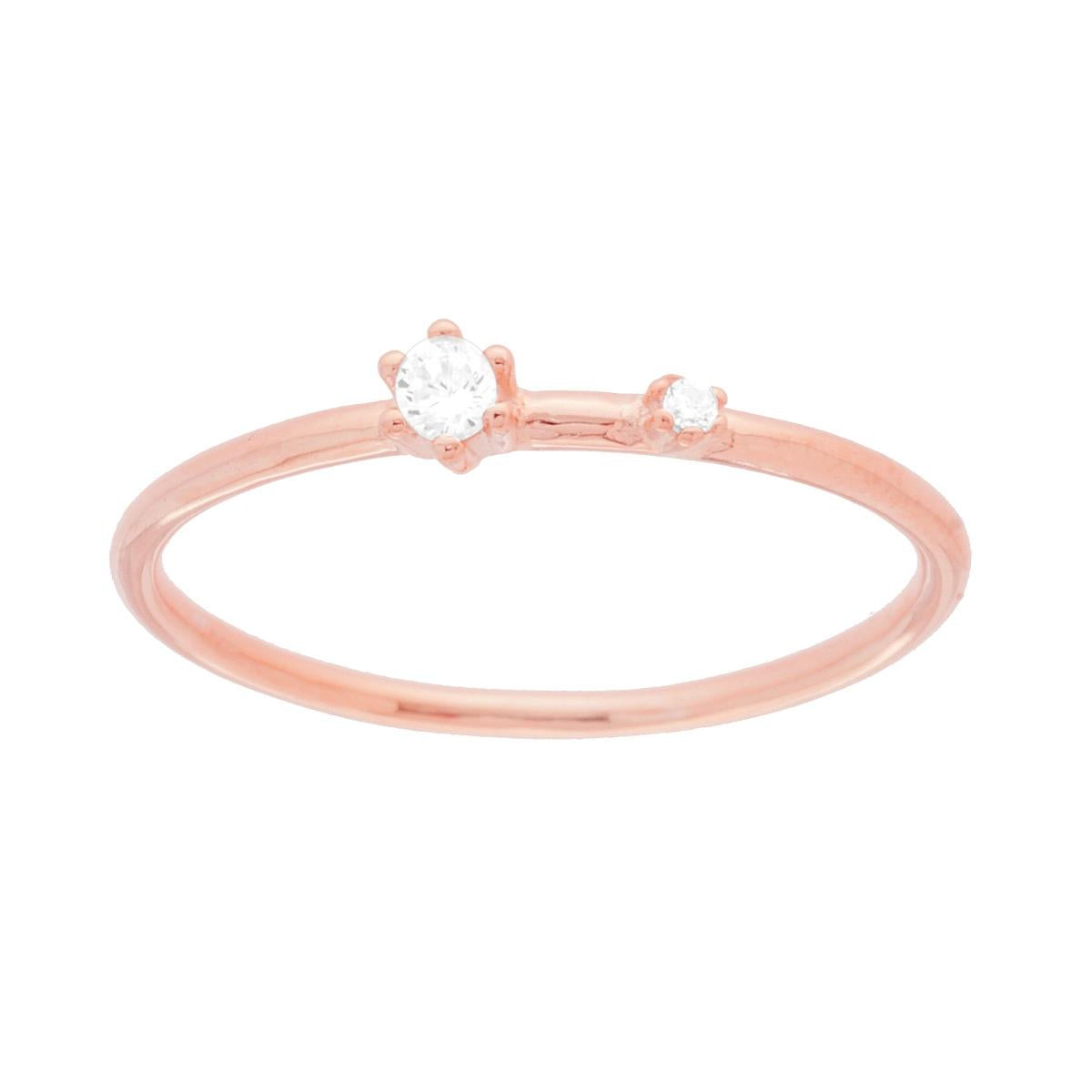 Anello Solitario con Cubic Zirconia Bianco in ARGENTO 925 Galvanica Rosa