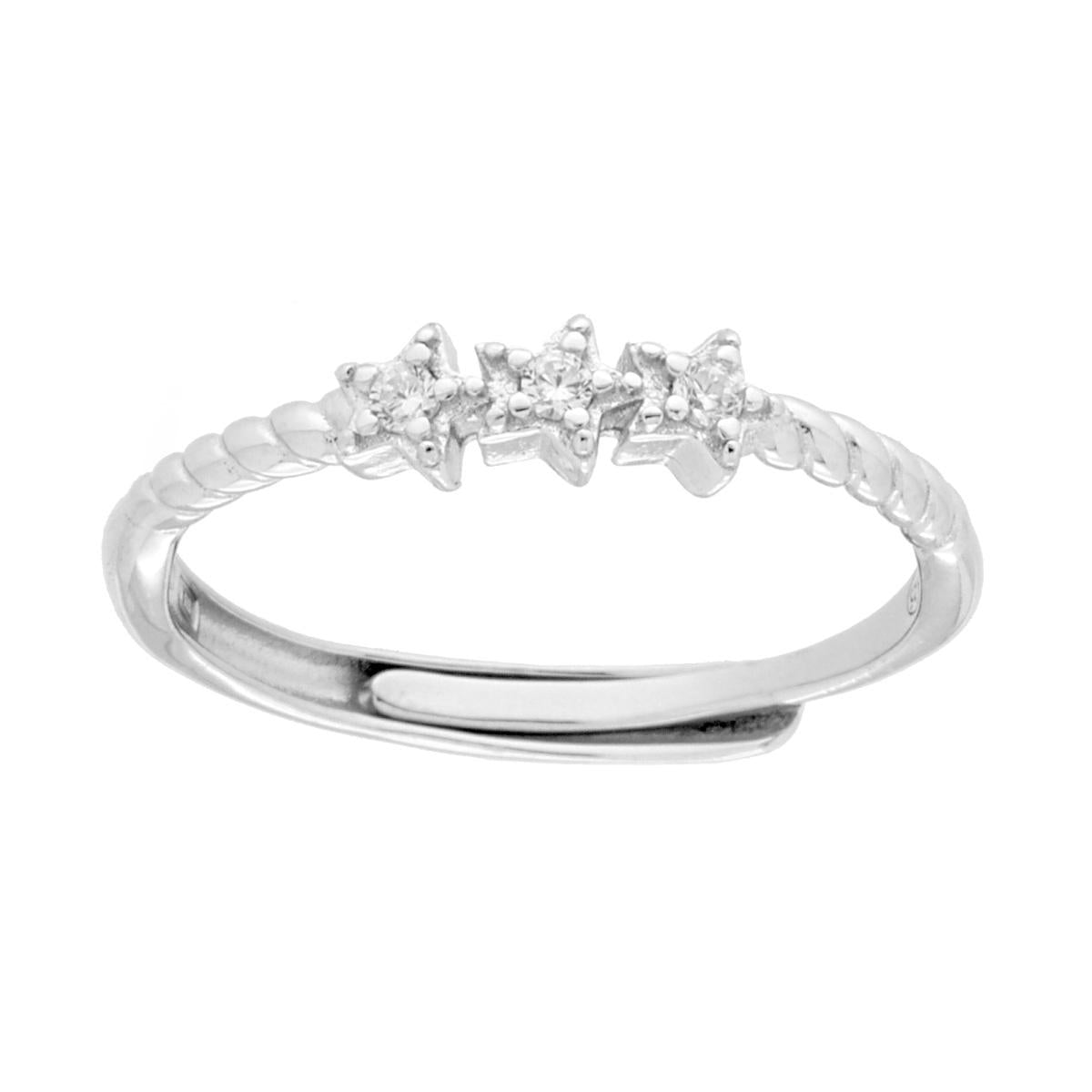 Anello Stelle con Cubic Zirconia Bianco in ARGENTO 925 Galvanica Rodio