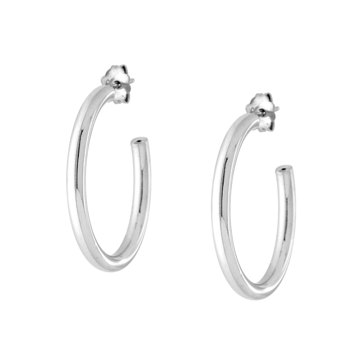 Orecchini Cerchio Liscio mm 30 sezione canna mm 3 in ARGENTO 925 Galvanica Platino