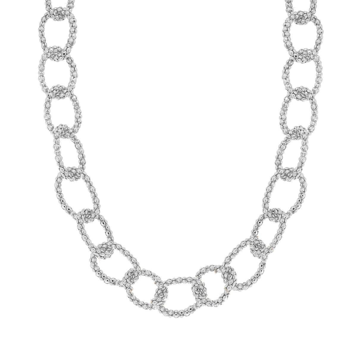Collana Catena Maglia Coreana Diamantata in ARGENTO 925 Galvanica Rodio