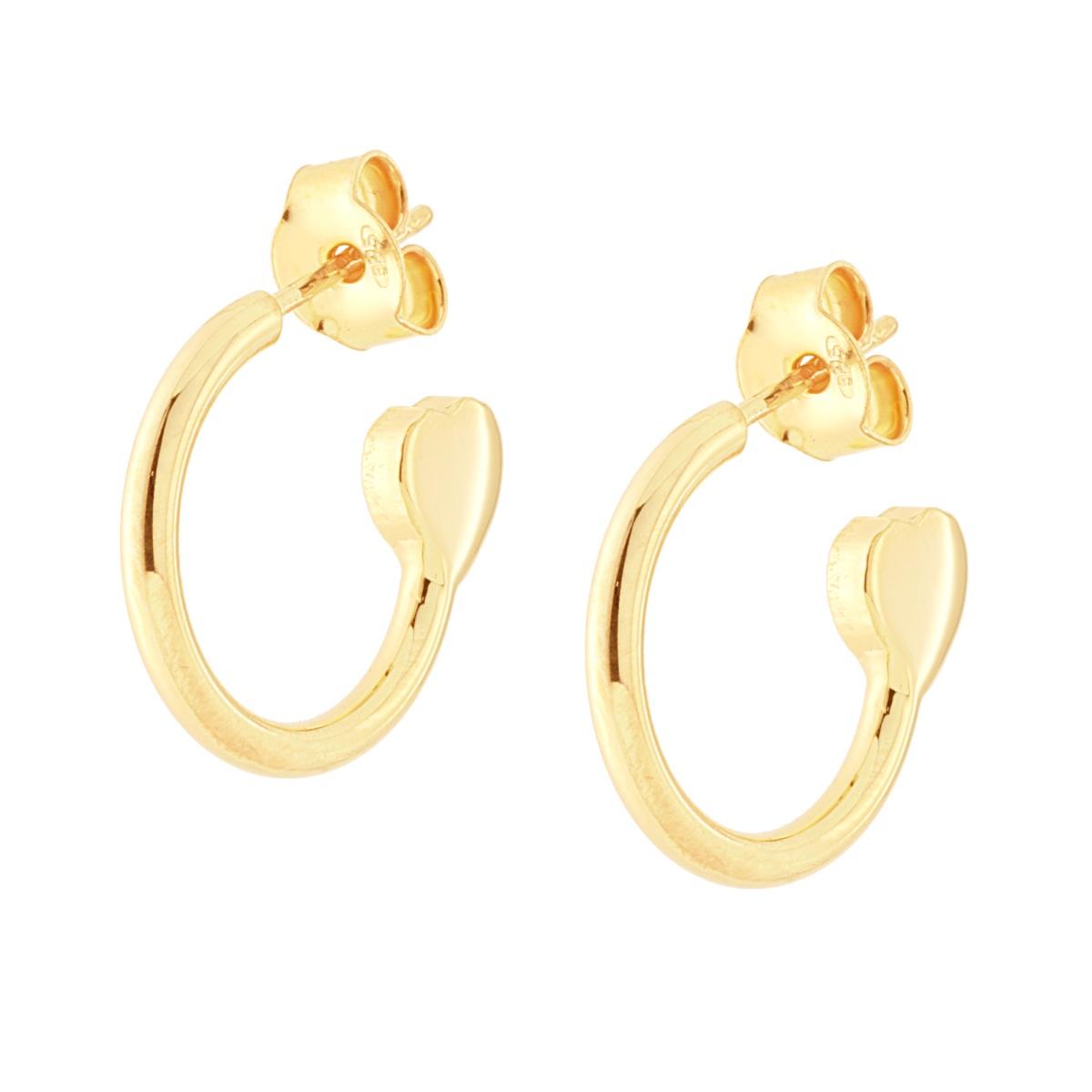 Orecchini Cerchio con Cuore in ARGENTO 925 Galvanica Oro