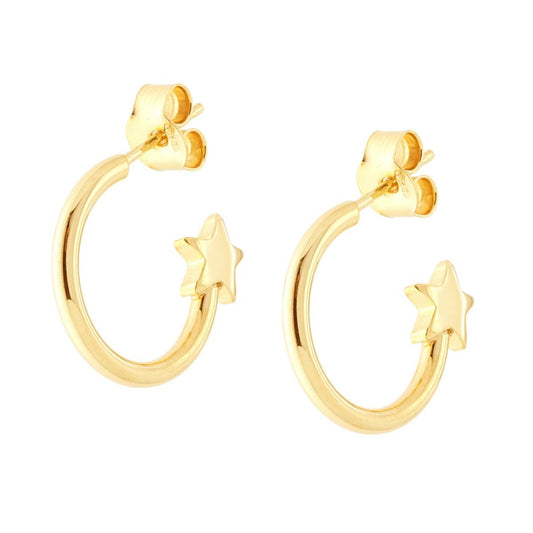 Orecchini Cerchio con Stella in ARGENTO 925 Galvanica Oro