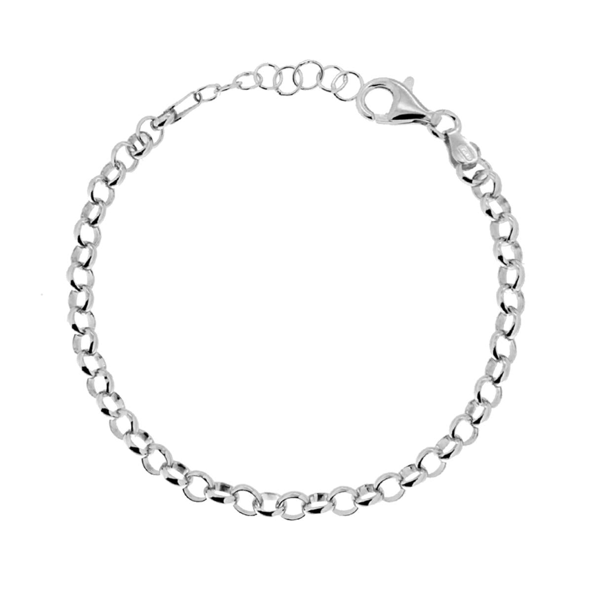 Bracciale Catena Rolo 080 sezione mm 5 in ARGENTO 925 Galvanica Rodio