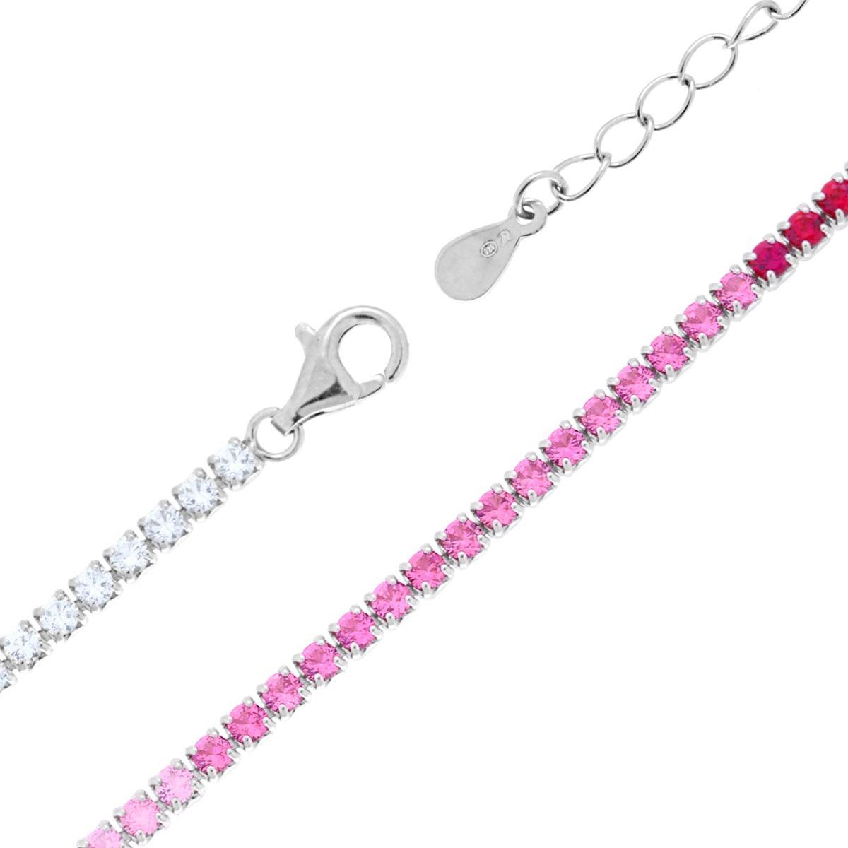 Collana Tennis Griffe cm 40+5 con Cubic Zirconia gradazione Rosso Rubino mm 2