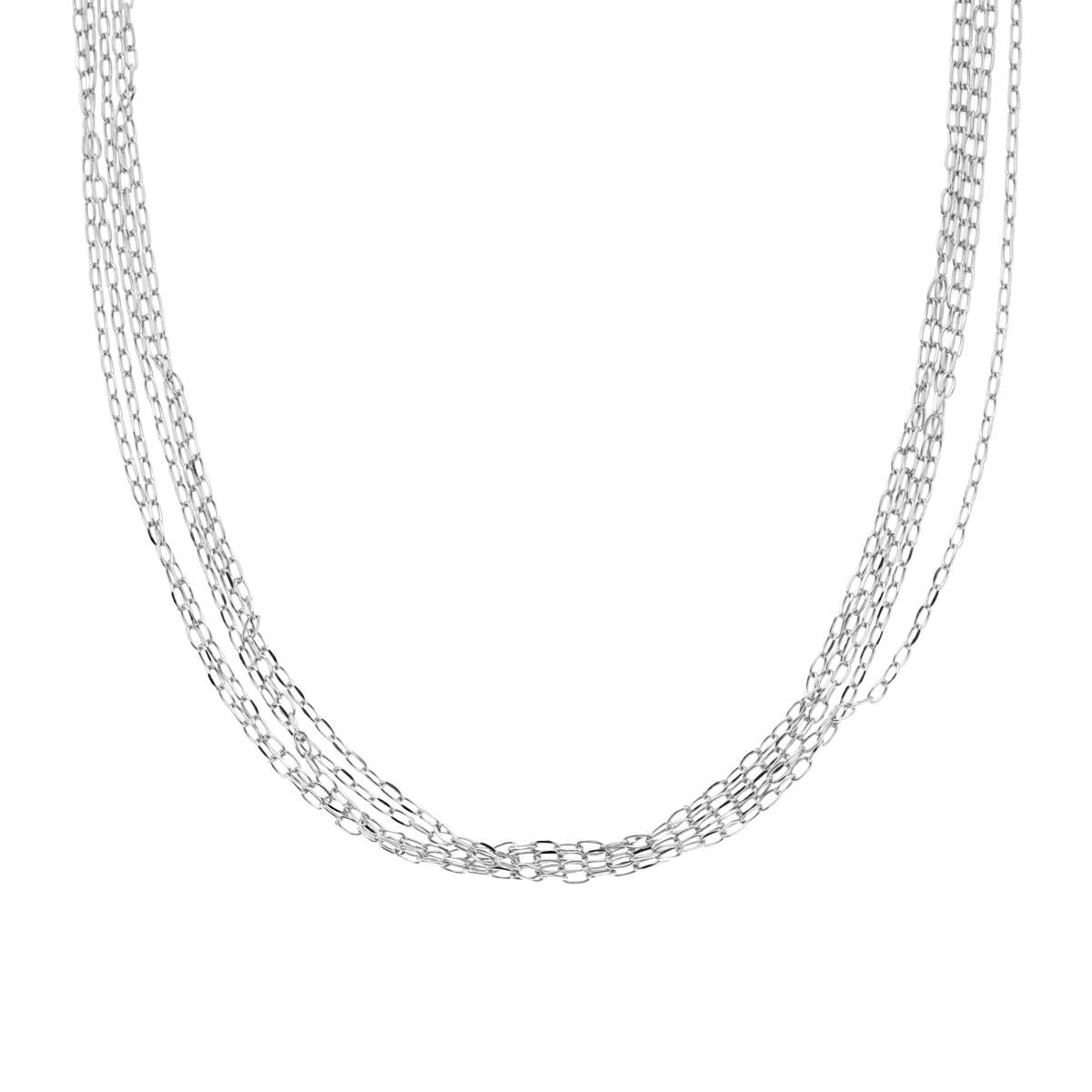 Collana Multifili Catena Forzatina Diamantata in ARGENTO 925 Galvanica Rodio