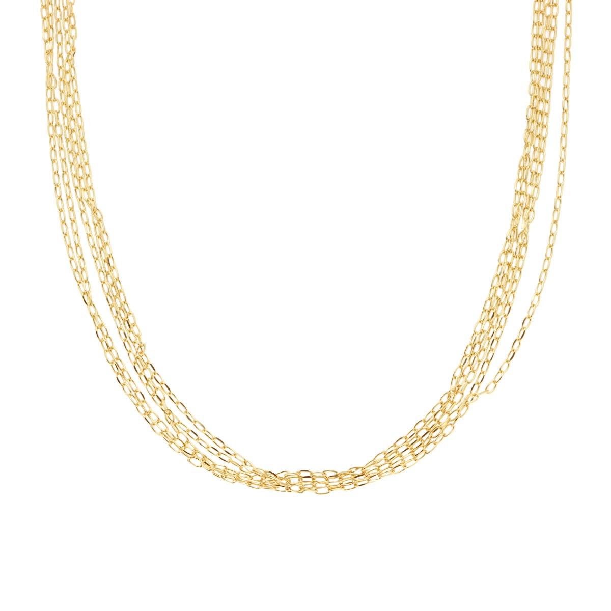 Collana Multifili Catena Forzatina Diamantata in ARGENTO 925 Galvanica Oro