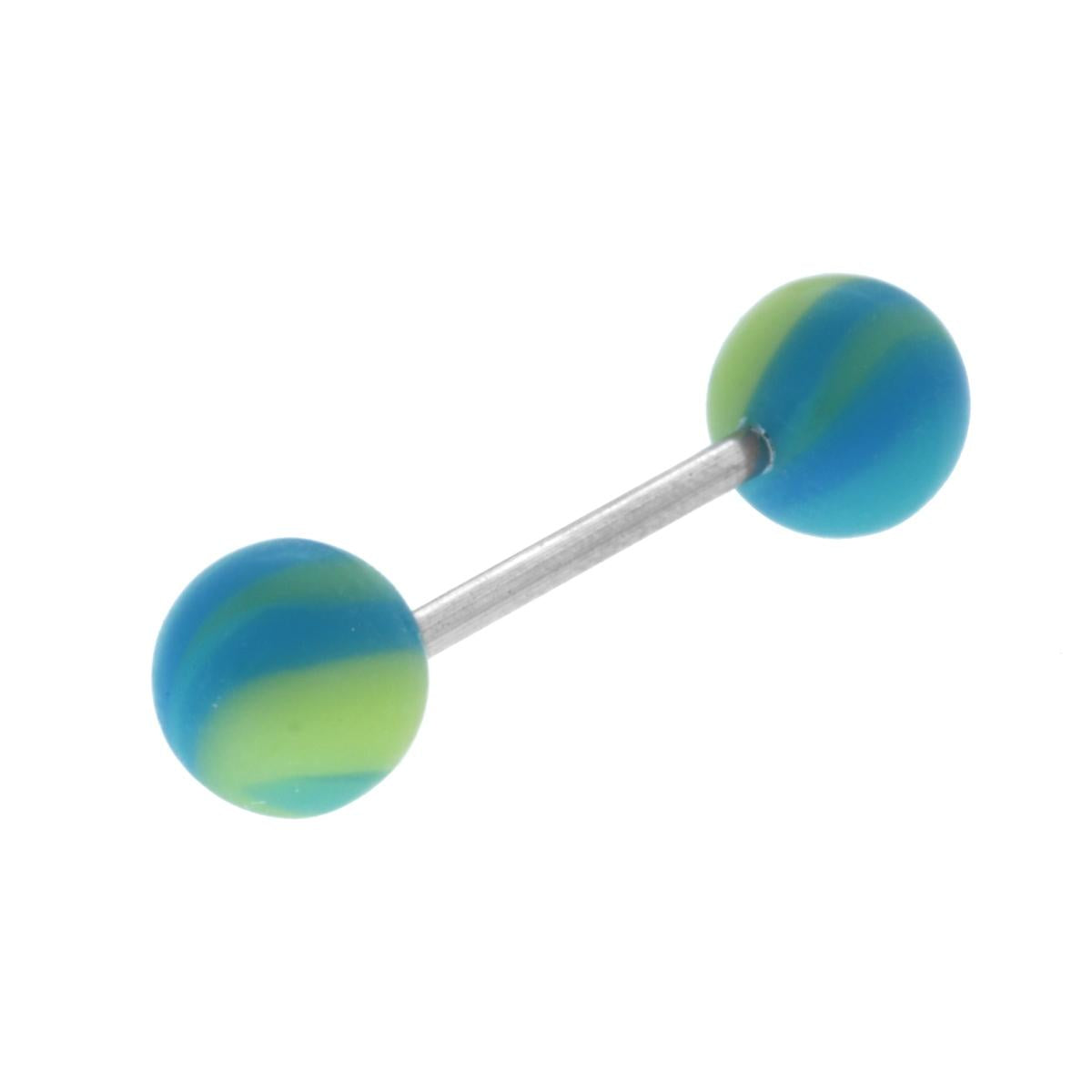 Body Piercing Barbell mm 26 con Pallina mm 6 in PVC Verde e Azzurro in ACCIAIO Chirurgico