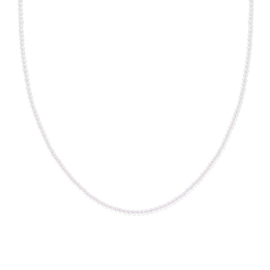 Collana Filo Perla Bianca mm 2 in vetro perlato con filo e chiusura in ARGENTO 925 Galvanica Rodio