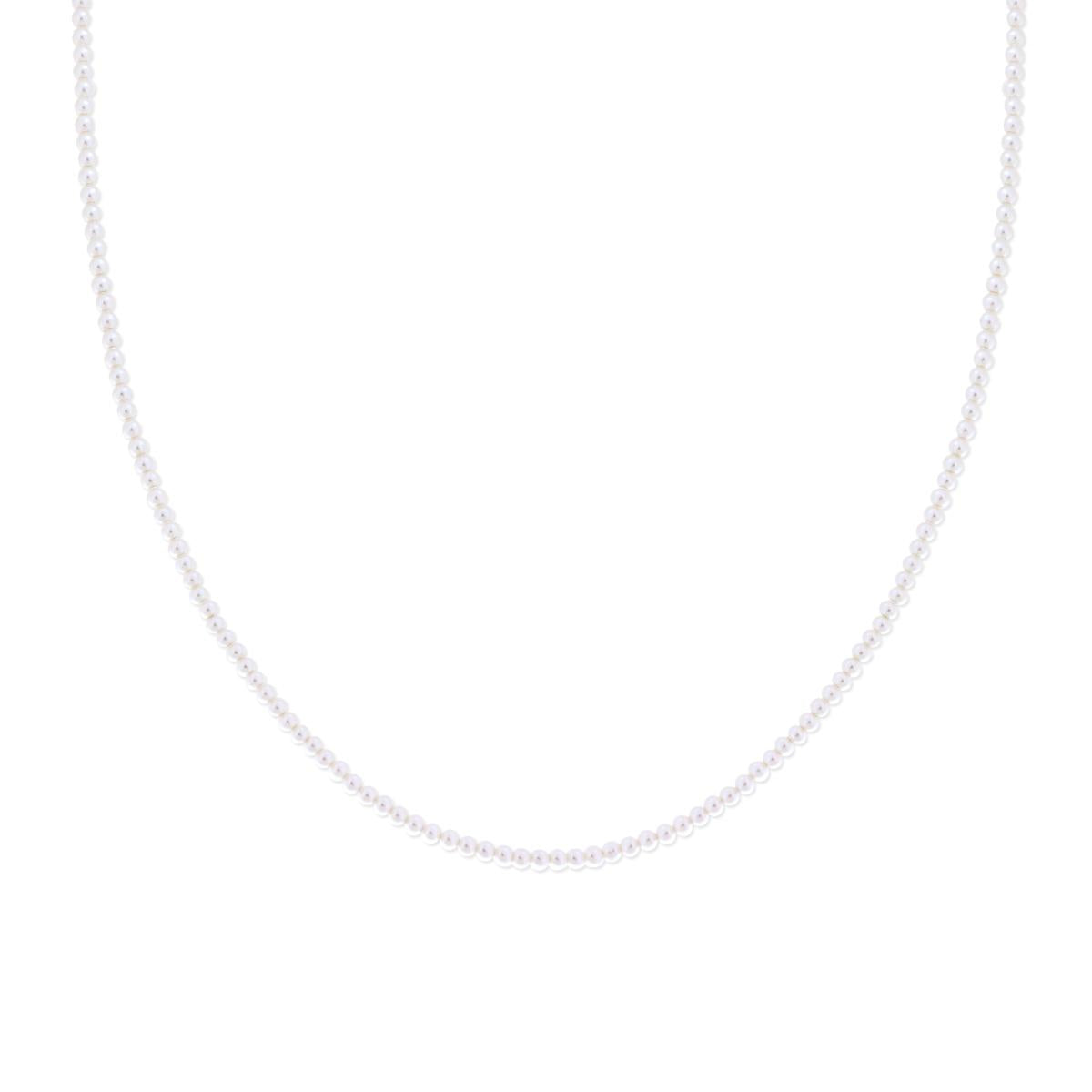 Collana Filo Perla Bianca mm 2 in vetro perlato con filo e chiusura in ARGENTO 925 Galvanica Rodio
