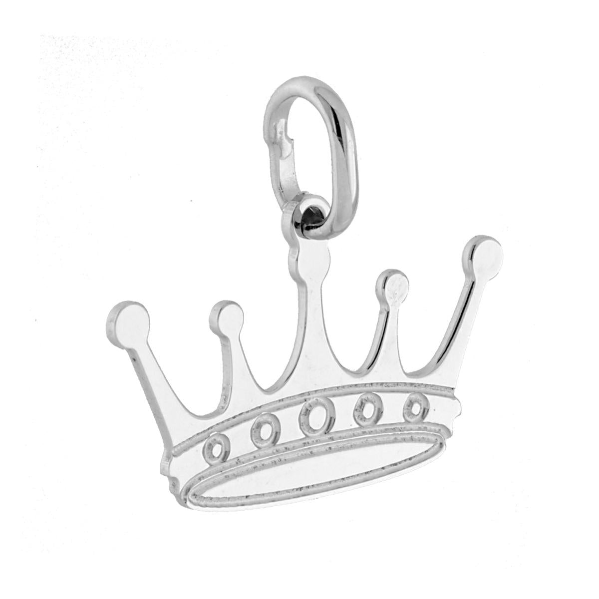Ciondolo sagoma Corona in ARGENTO 925 Galvanica Rodio