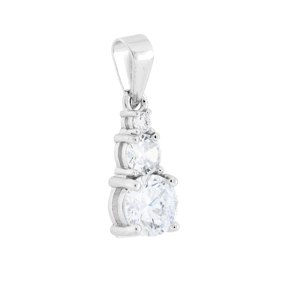 Ciondolo Tennis Trilogy Degradè Cubic Zirconia Bianchi in ARGENTO 925 Galvanica Rodio