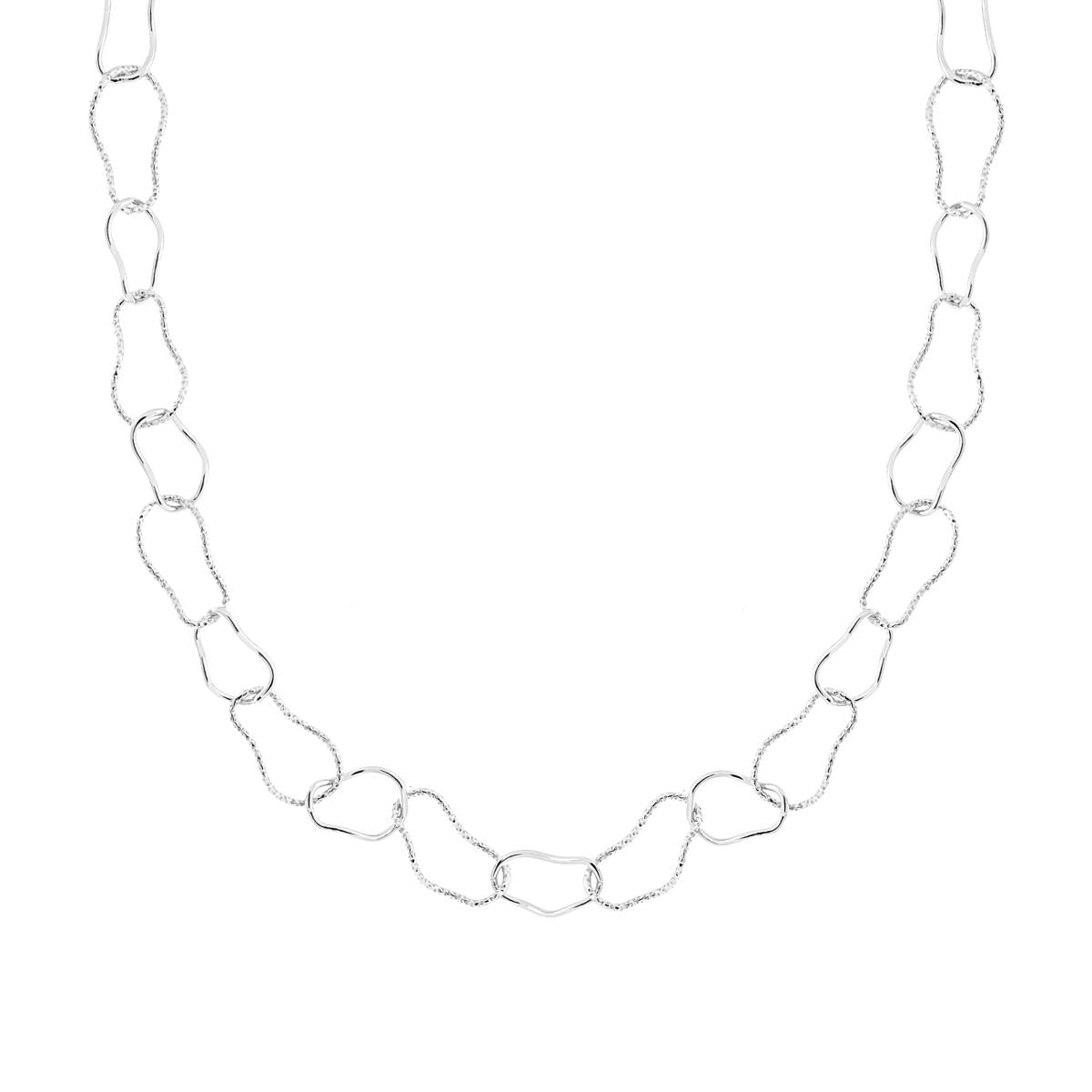 Collana Catena Fantasia alternata Diamantata e Lucida in ARGENTO 925 Galvanica Rodio