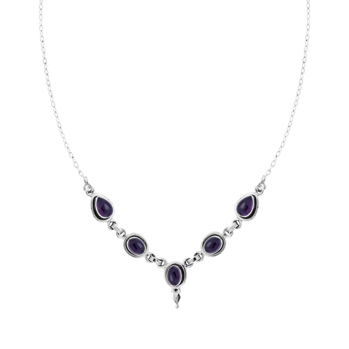 Collana Etnica Thailandese Catena Forzatina con Pietre Naturali Tanzanite in ARGENTO 925