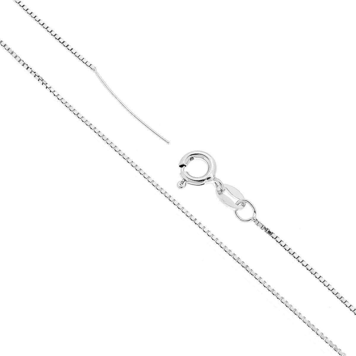 Catena Veneziana Diamantata 015 sezione mm 0.8 lunghezza cm 45 + Spillo in ARGENTO 925 Galvanica Rodio