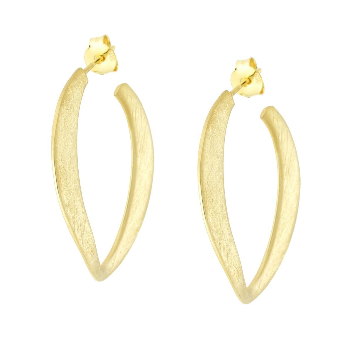 Orecchini Cerchio effetto Spazzolato mm 36 in ARGENTO 925 Galvanica Oro
